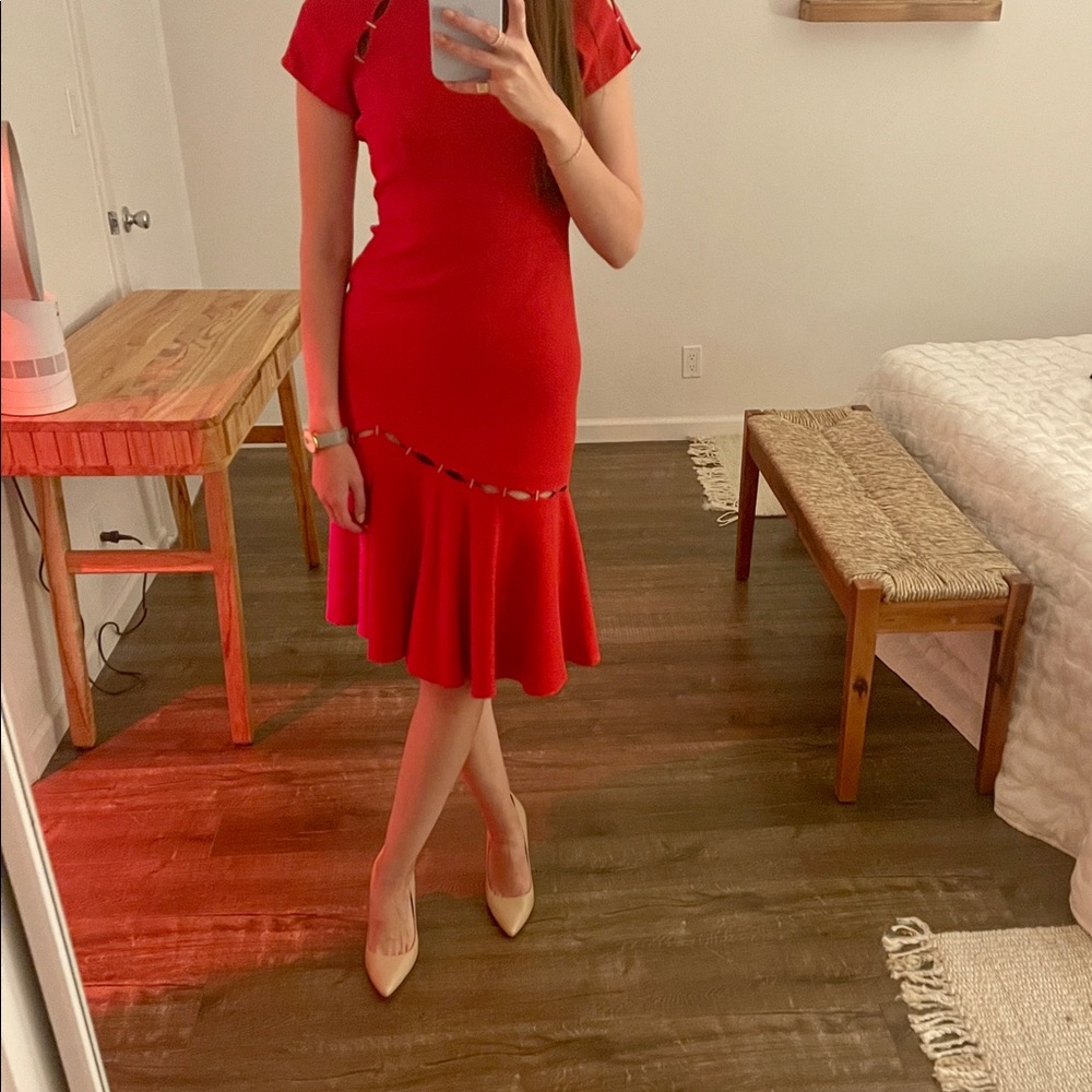 Jonathan Simkhai — Cut-Out Flounce Hem Sheath Dress — NEW WITH TAGS